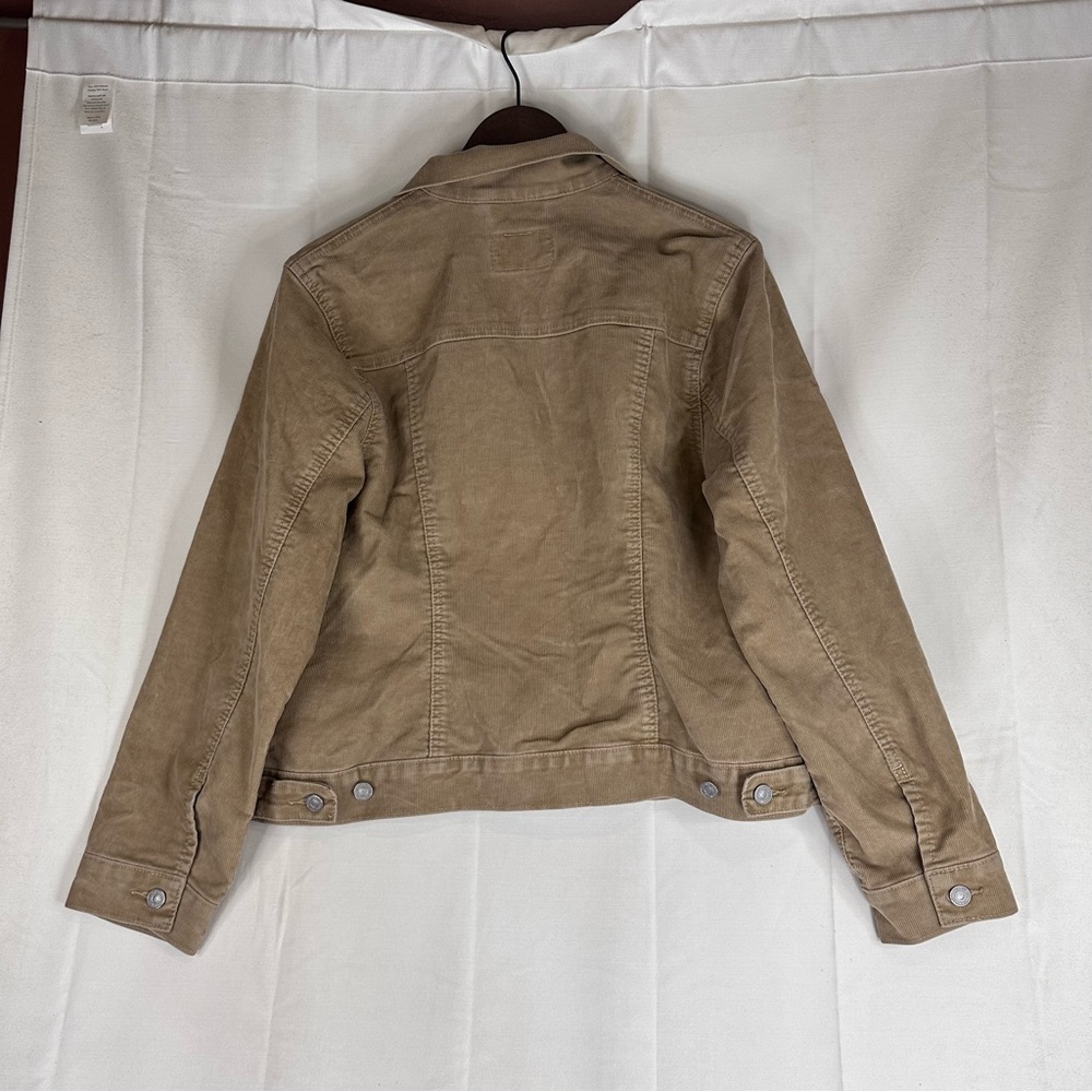 LEVI’S Women’s Size 1X Jacket Coat Corduroy Trucker Style Red Tab Stretch Tan - Picture 12 of 16